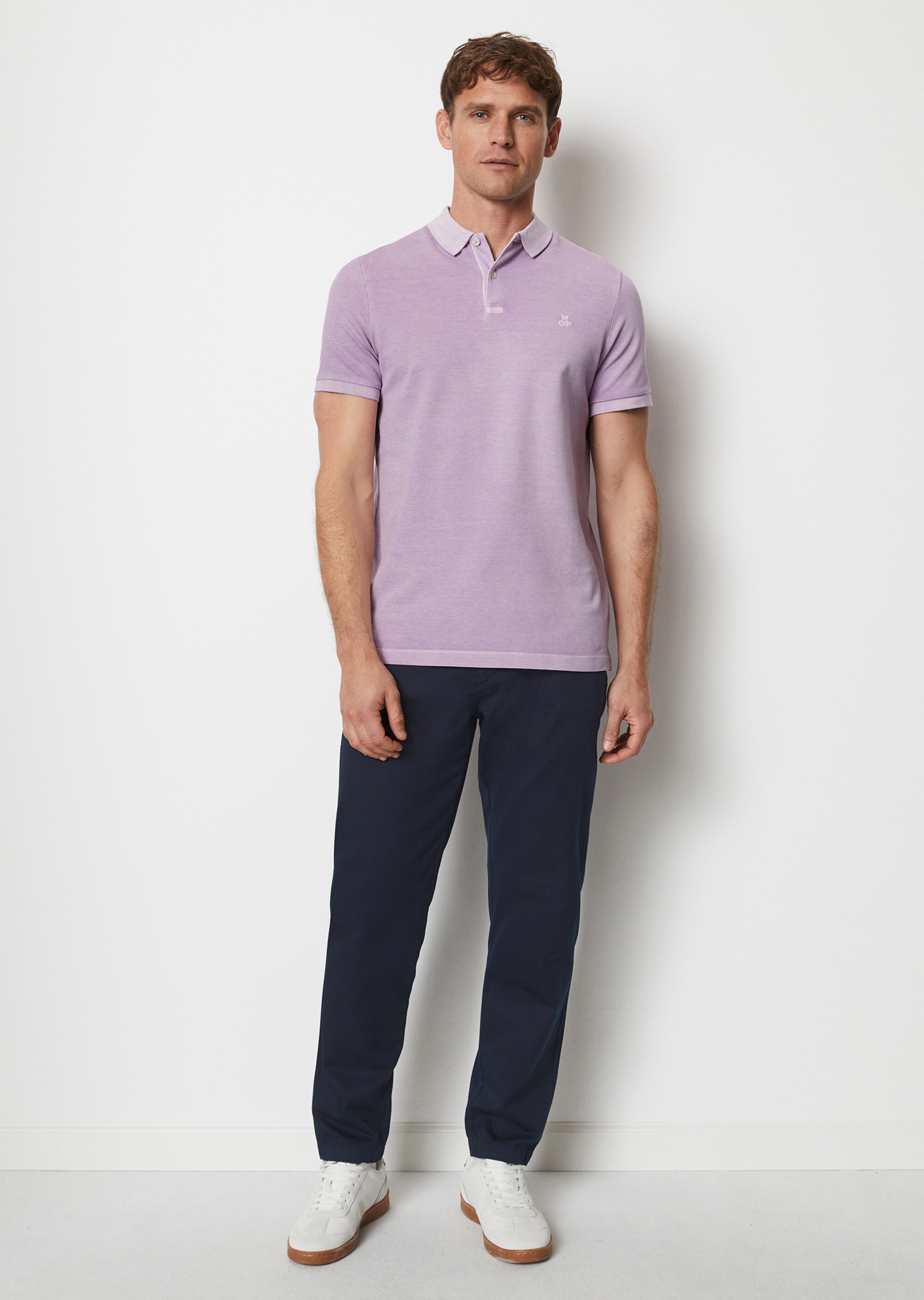 Kurzarm-Poloshirt Piqué shaped aus Organic Cotton-Stretch