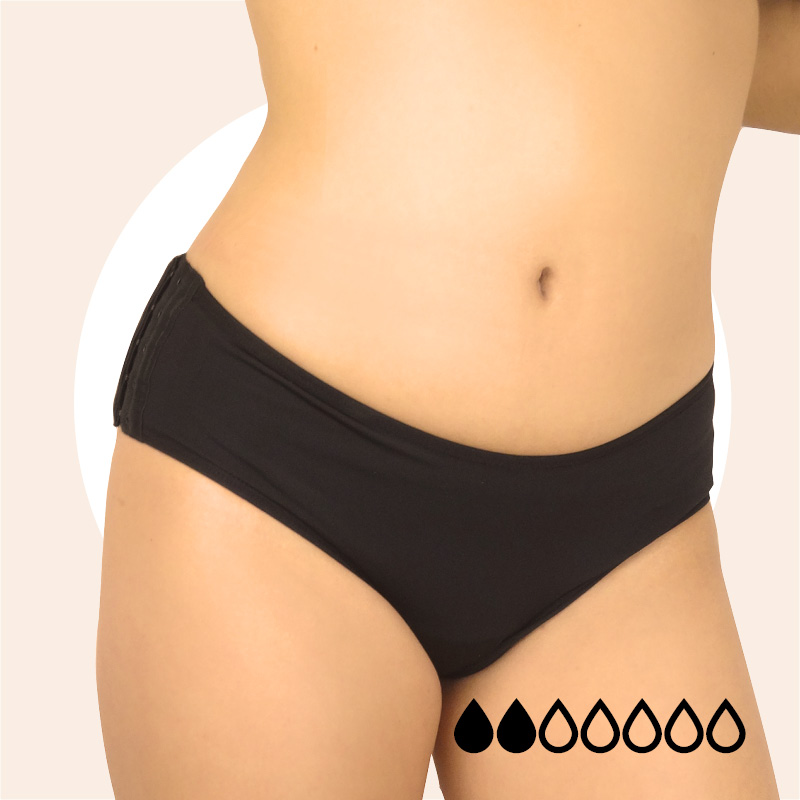 Culotte menstruelle avec agrafes - Silvia - Flux légers - Noir - Noir