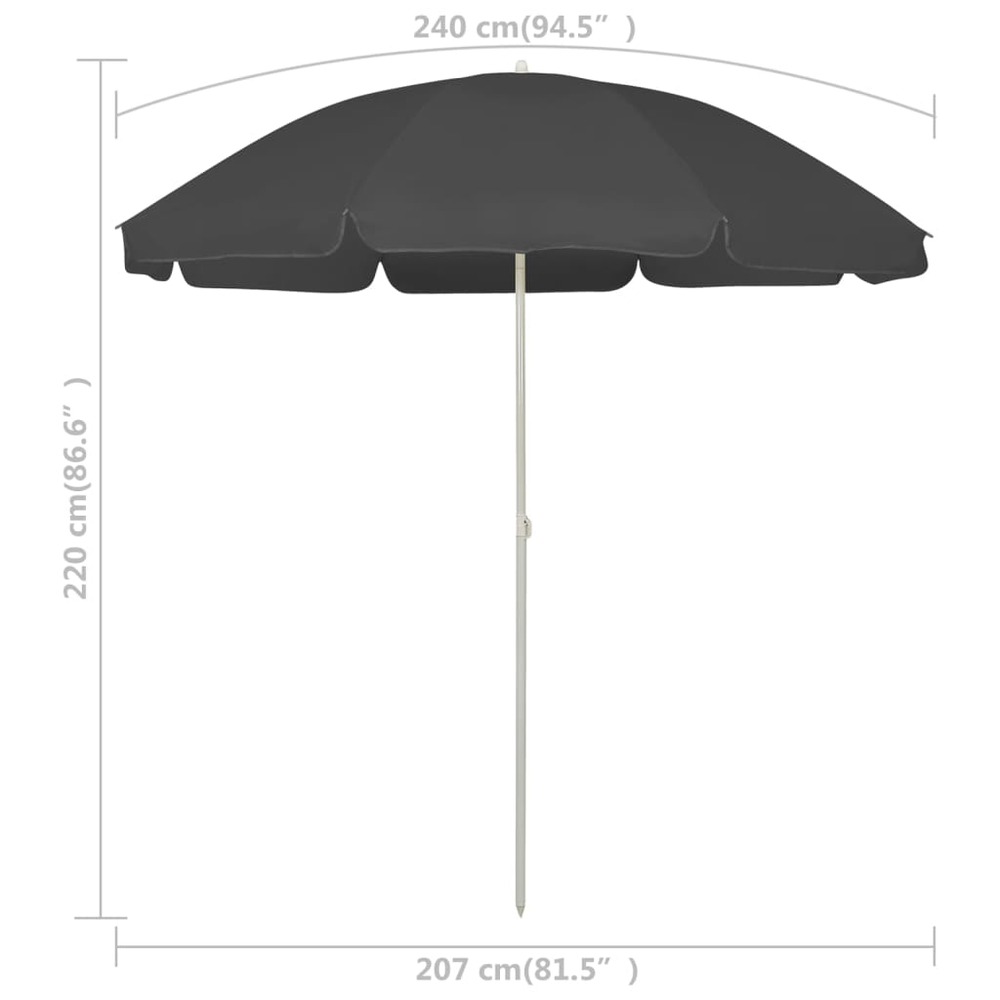 Parasol de plage 240 cm anthracite