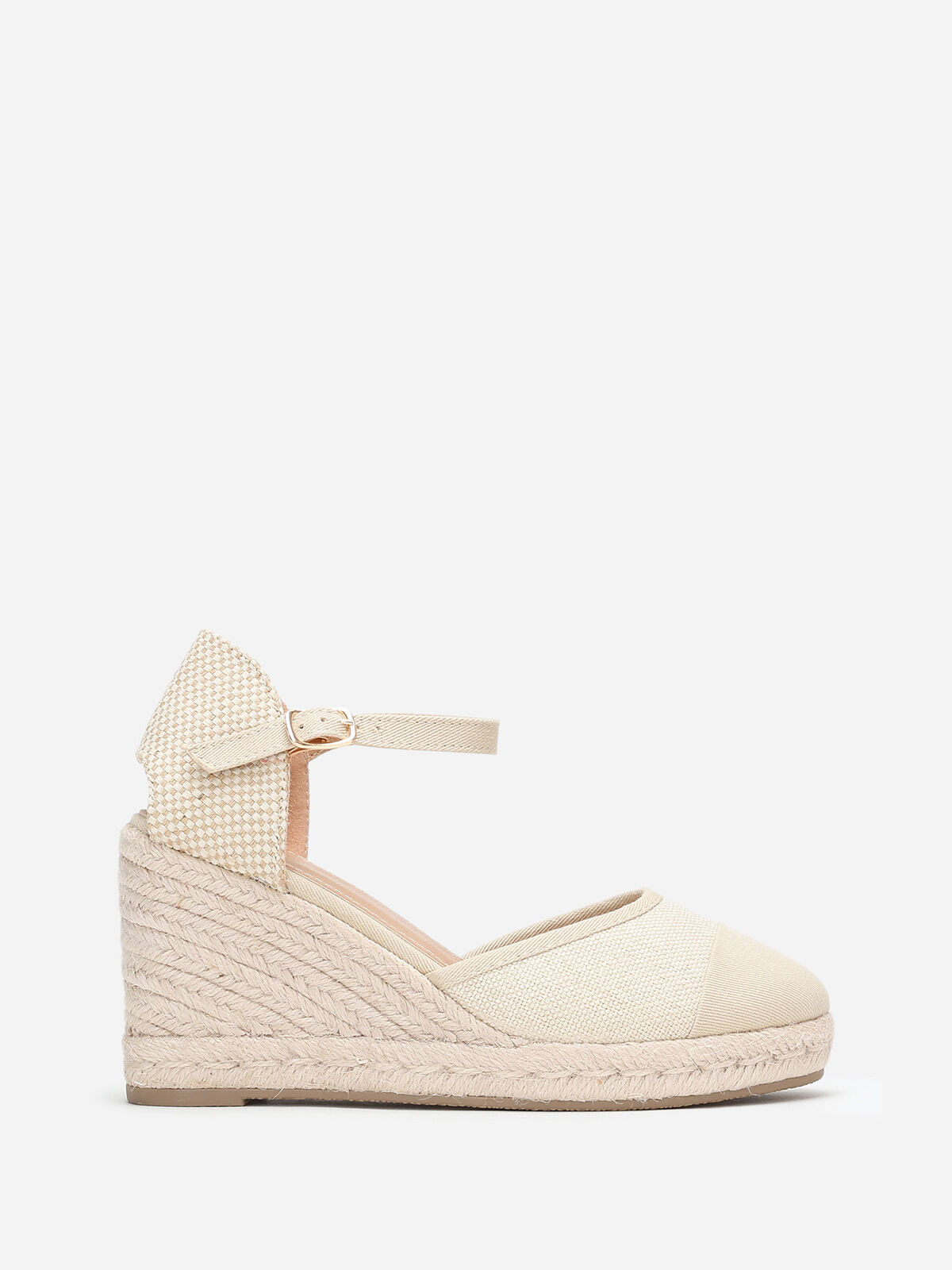 Espadrilles compensées en toile- Beige