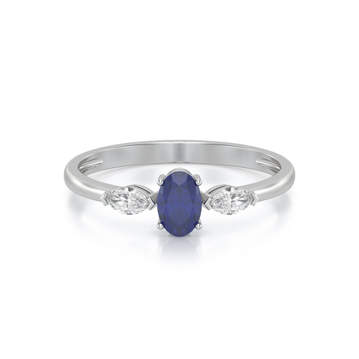 Bague ADEN Or 585 Blanc Saphir et diamants 1.604grs
