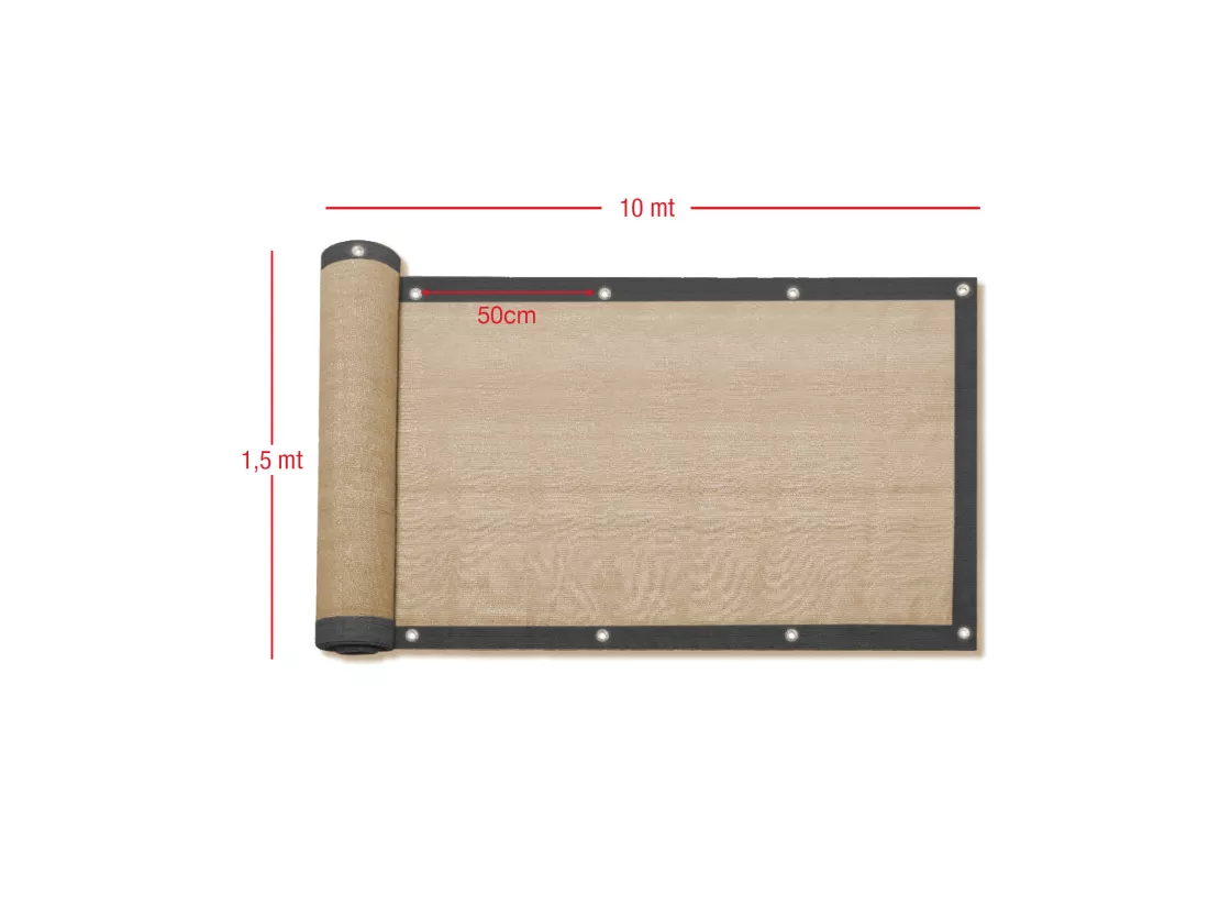 Rideau de balcon déflecteur de vent en polyéthylène beige 95% d'ombre