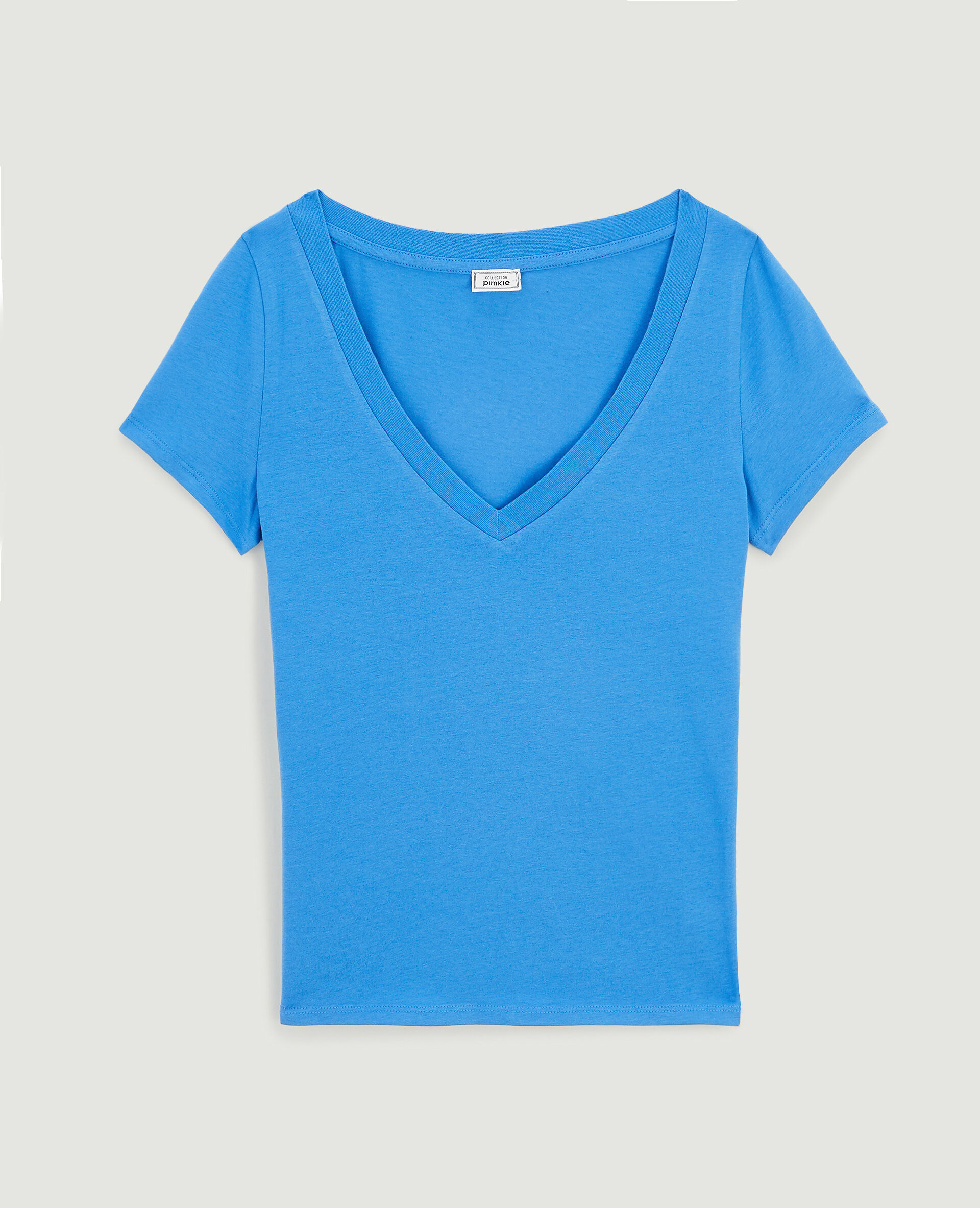 T-shirt col V - Bleu électrique