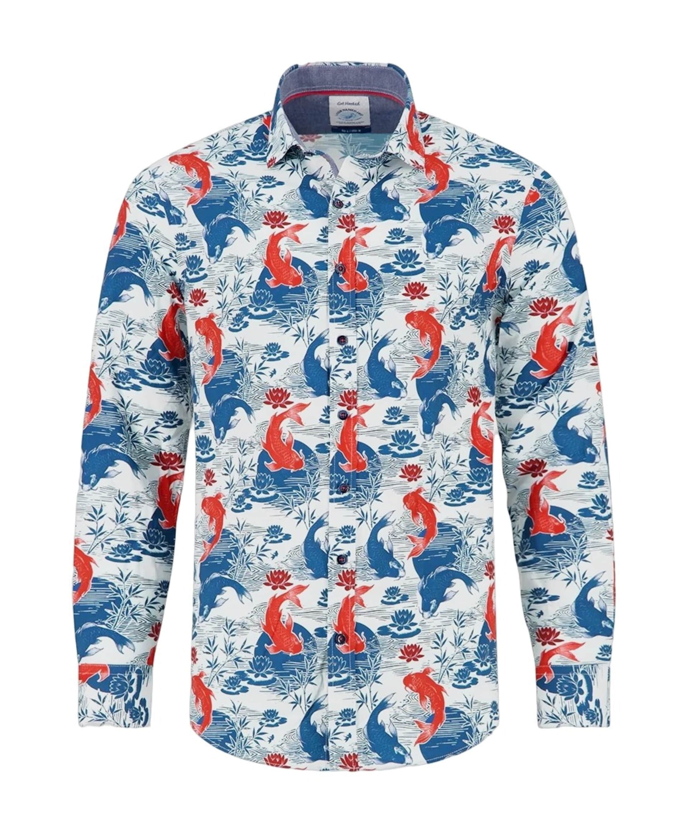 A Fish Named Fred Heren overhemd lange mouw blauw