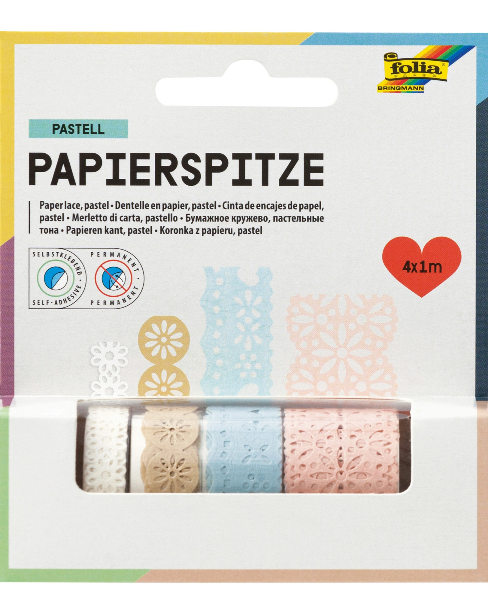 Deko-Klebeband SPITZE PASTELL 4er-Set