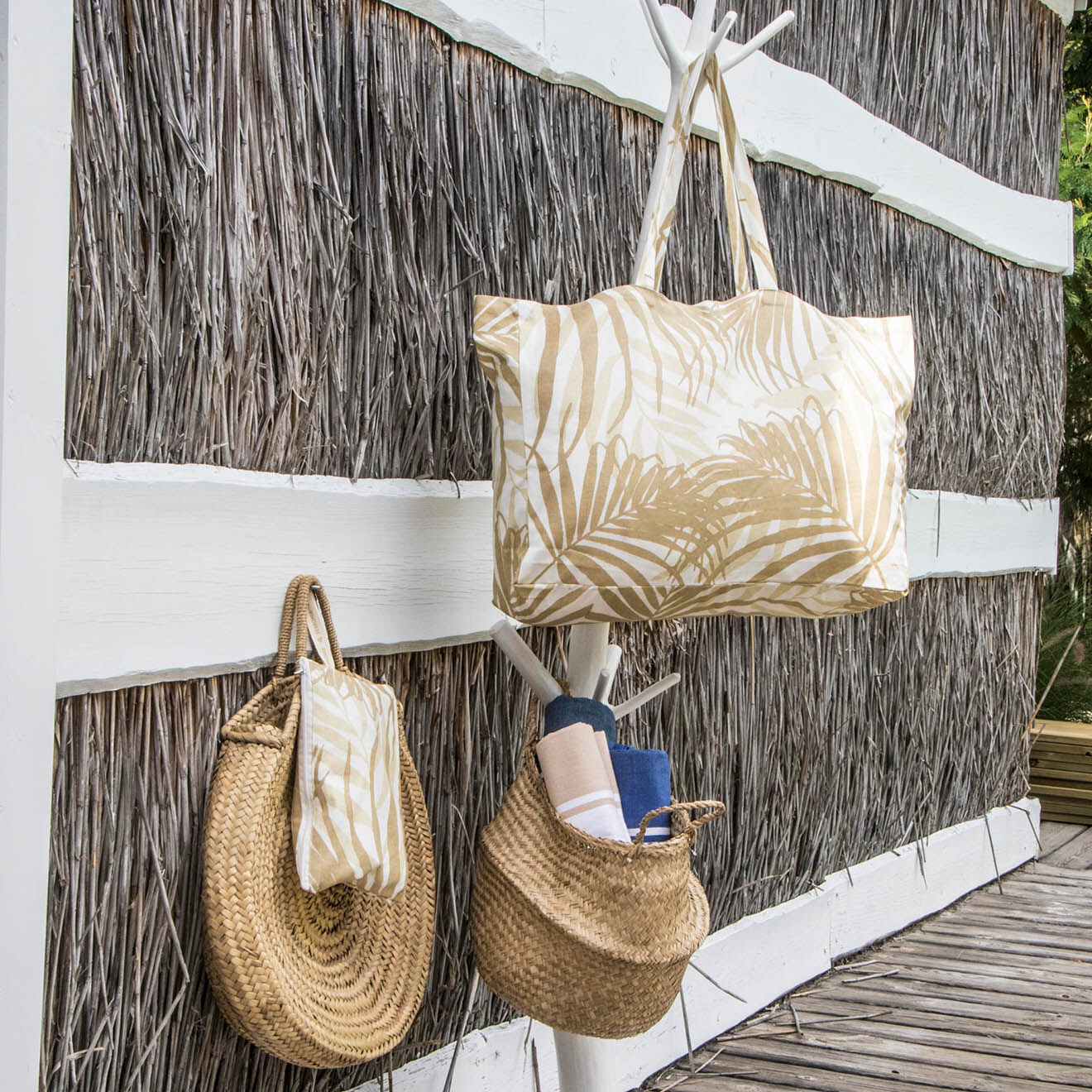 Febronie Pochette de plage en Coton Jungle sable - 28x21 cm