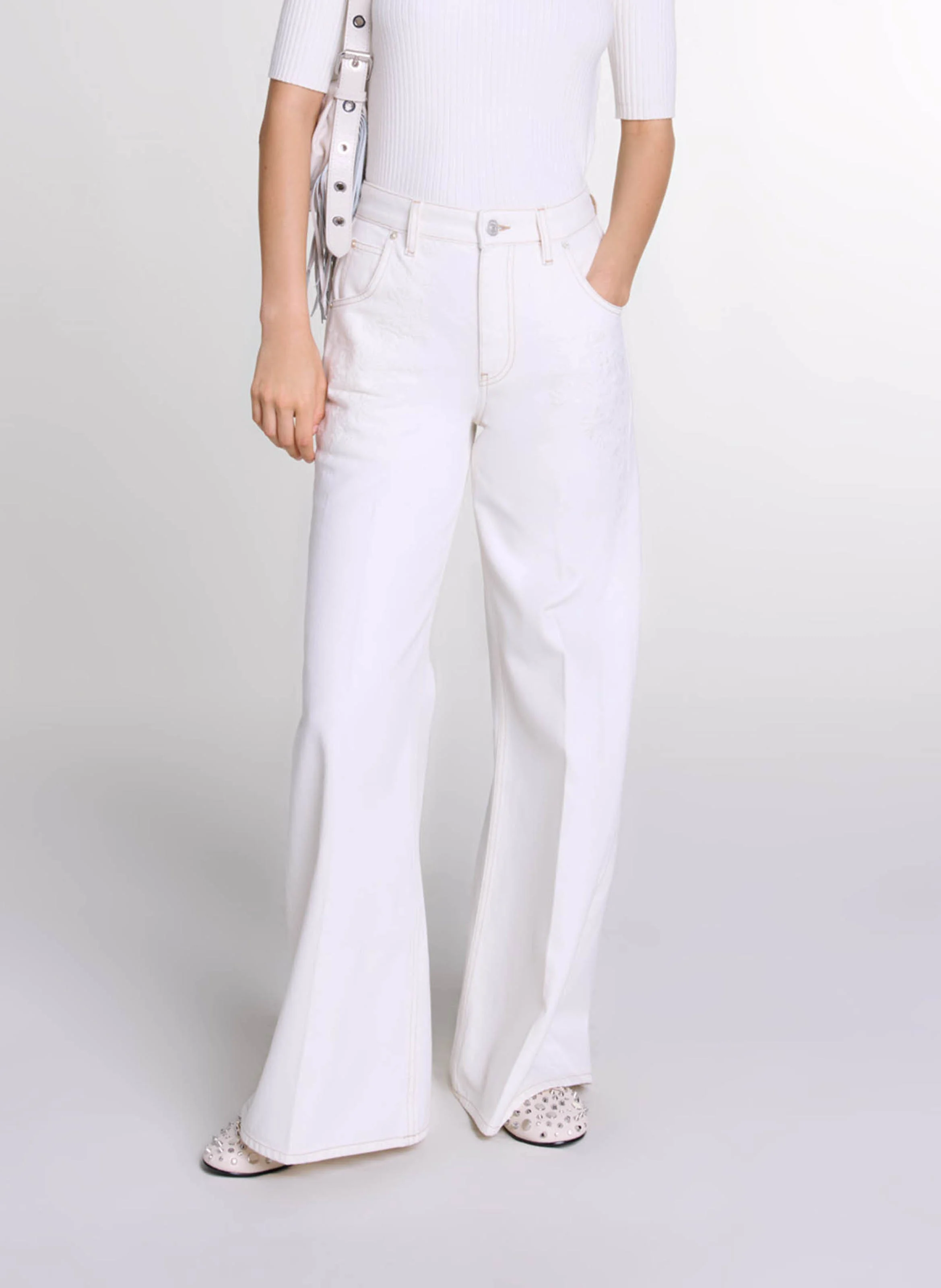 Jean large en coton | Blanc