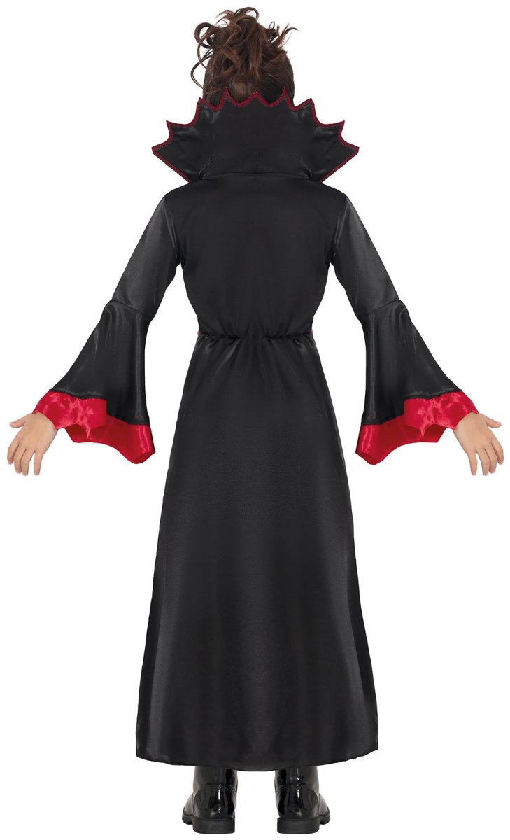 Halloween Kostuum Zwart Rood Meisje Vampier Lang