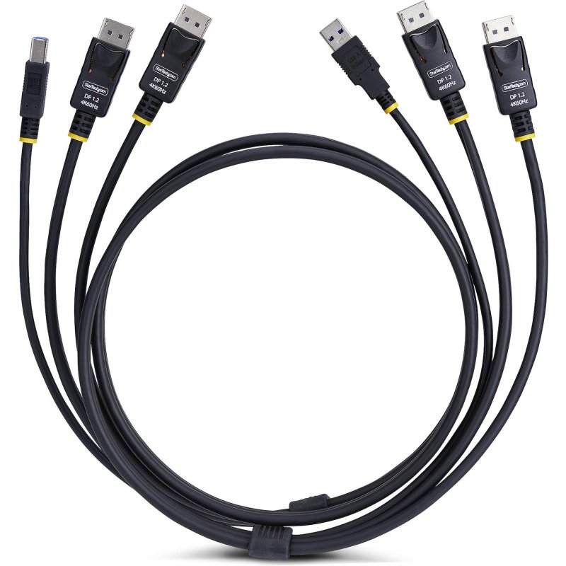 StarTech.com Câble KVM Double DisplayPort de 1,8m et USB 5Gbps, 4K 60Hz, Câble Combo DP 1.2 et USB pour Commutateurs/Switchs KVM à Deux Moniteurs