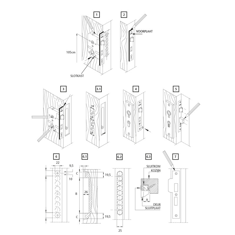 Nemef veiligheids cilinderslot SKG** 4119/17-50 PC55