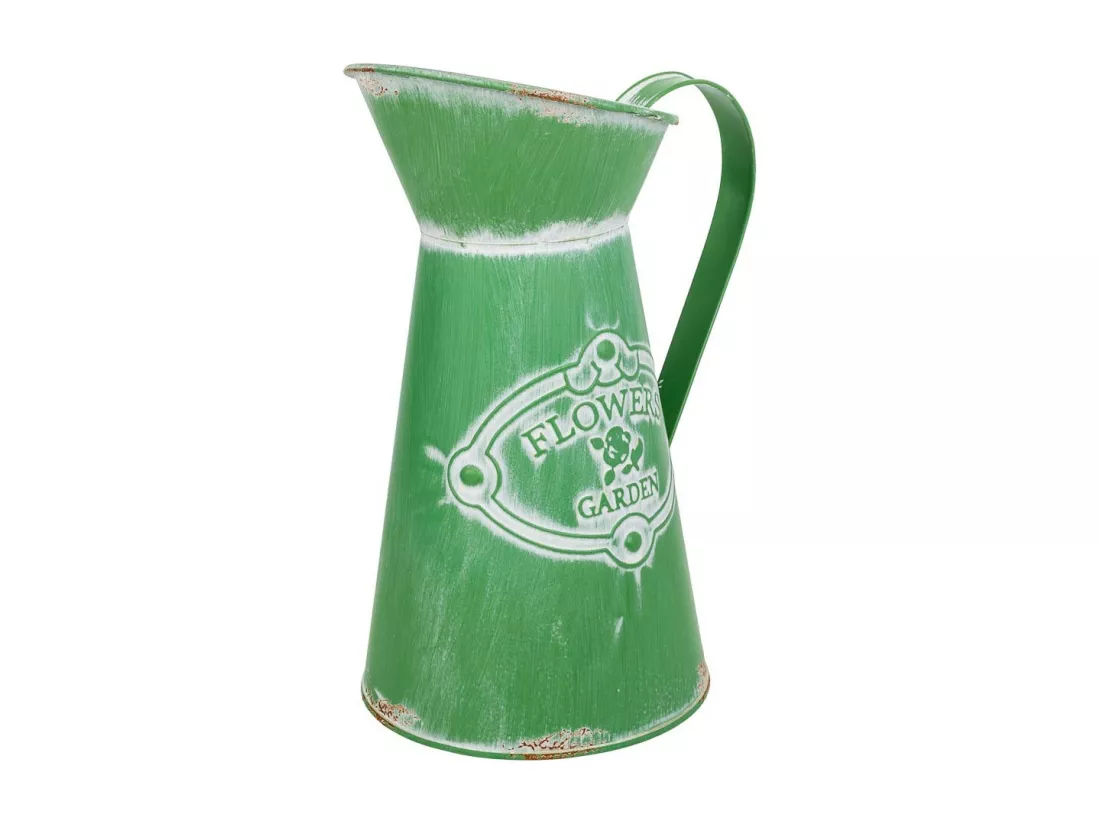 Cruche en métal vert 22xb15.5x22/23/25.5h