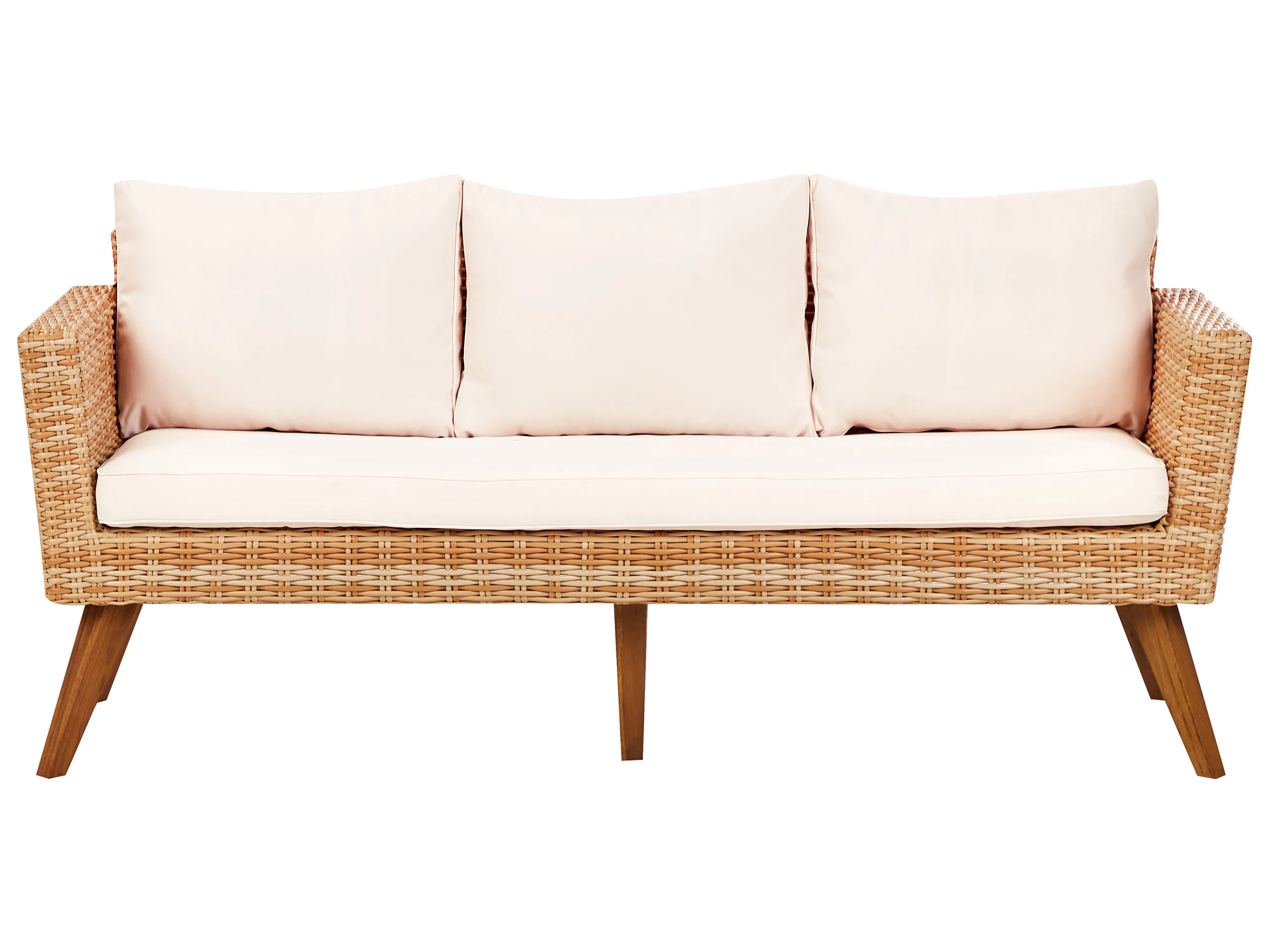 Loungeset met tafel 5-zits VITTORIA XL PE rotan Gebroken wit
