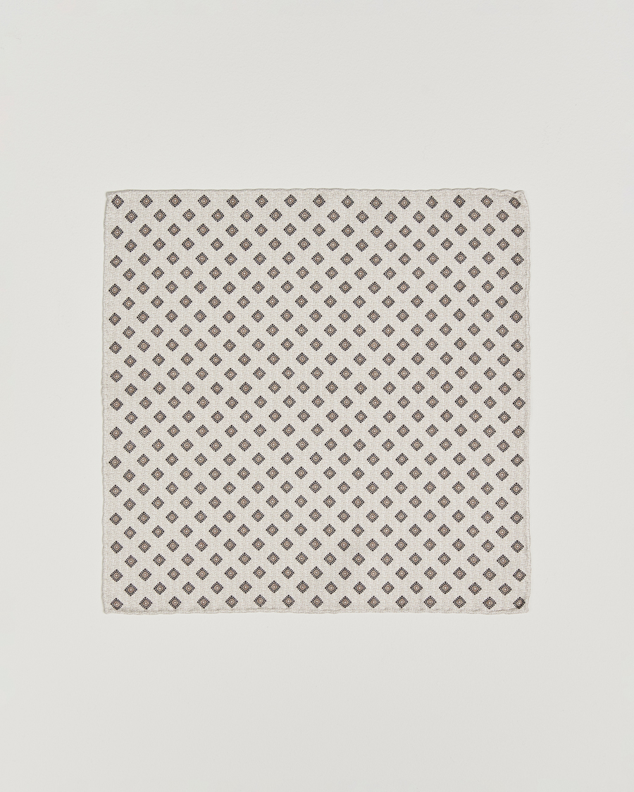 Brunello Cucinelli Printed Silk Pocket Square Ivory