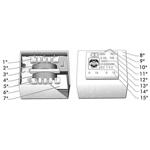Velleman Transformador Encapsulado 5VA 1 x 24V / 1 x 0.208A - 1240050M