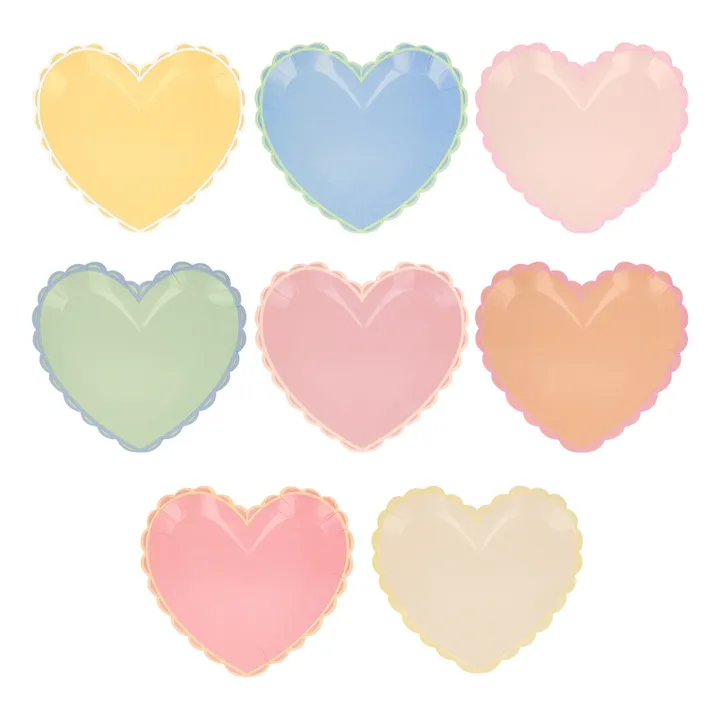 Meri Meri Petites assiettes coeur - Set de 8 | Pastel