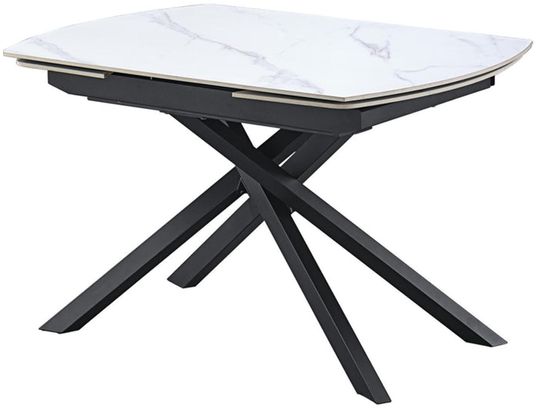 CONCEPT1 - Table Ethan 120/180 x 88 x75 blanc pieds noirs