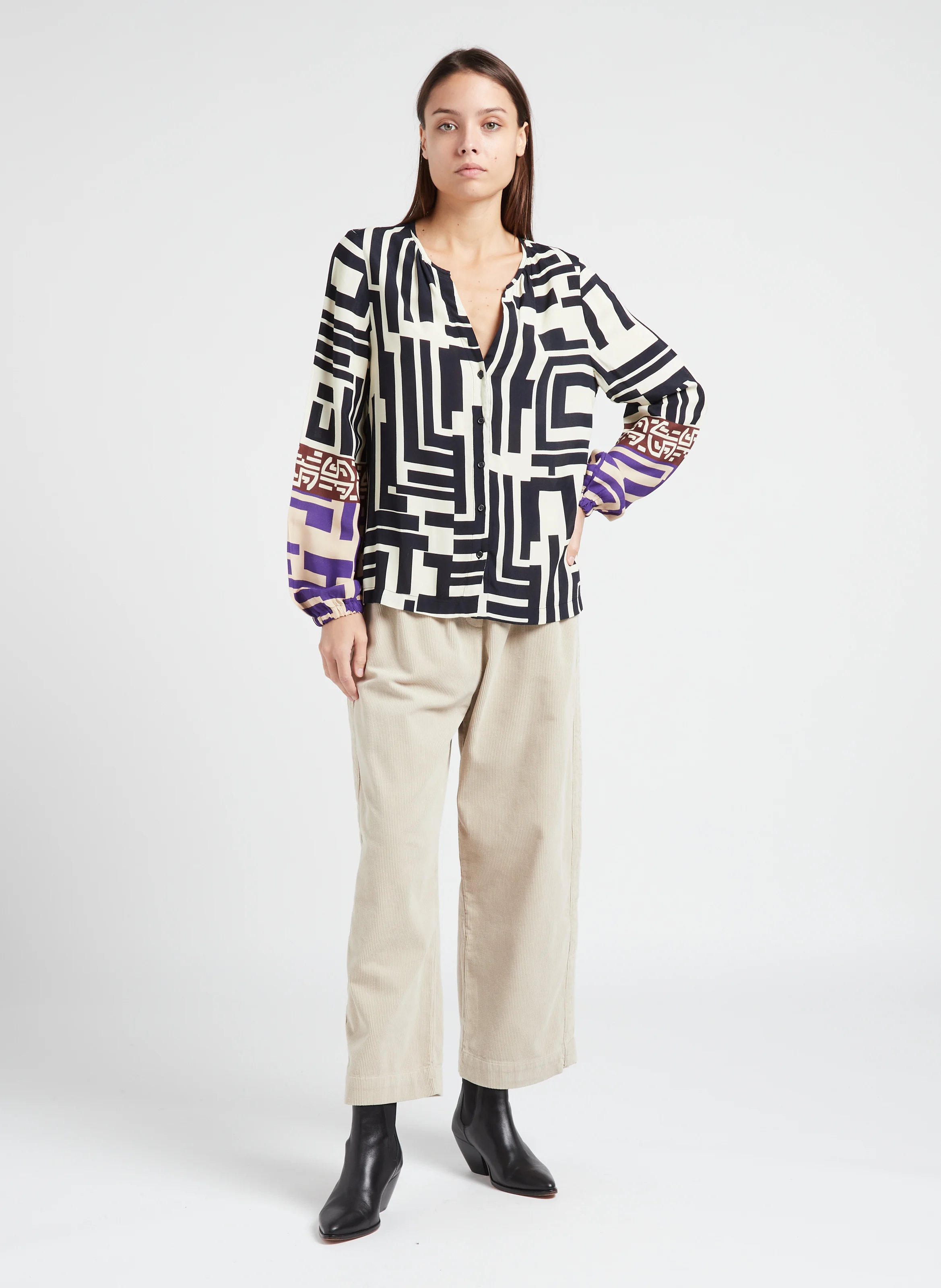 PENNY - Pantalon droit en coton | Beige