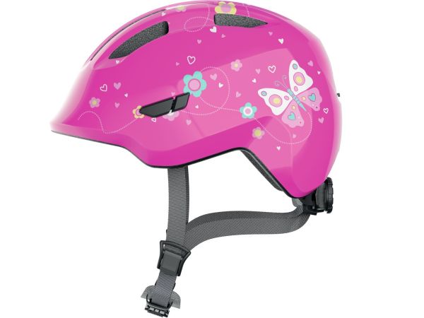 Abus Smiley 3.0 Cykelhjelm, Pink Butterfly Shiny