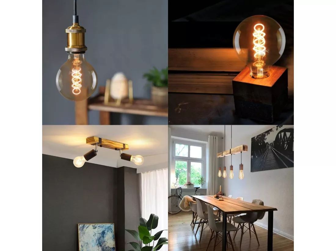 NETTLIFE Lot de 6 ampoules LED E27 blanc chaud ampoules Edison rétro 2200K ST64 lampe antique économie d'énergie 4W industrielle décorative pour