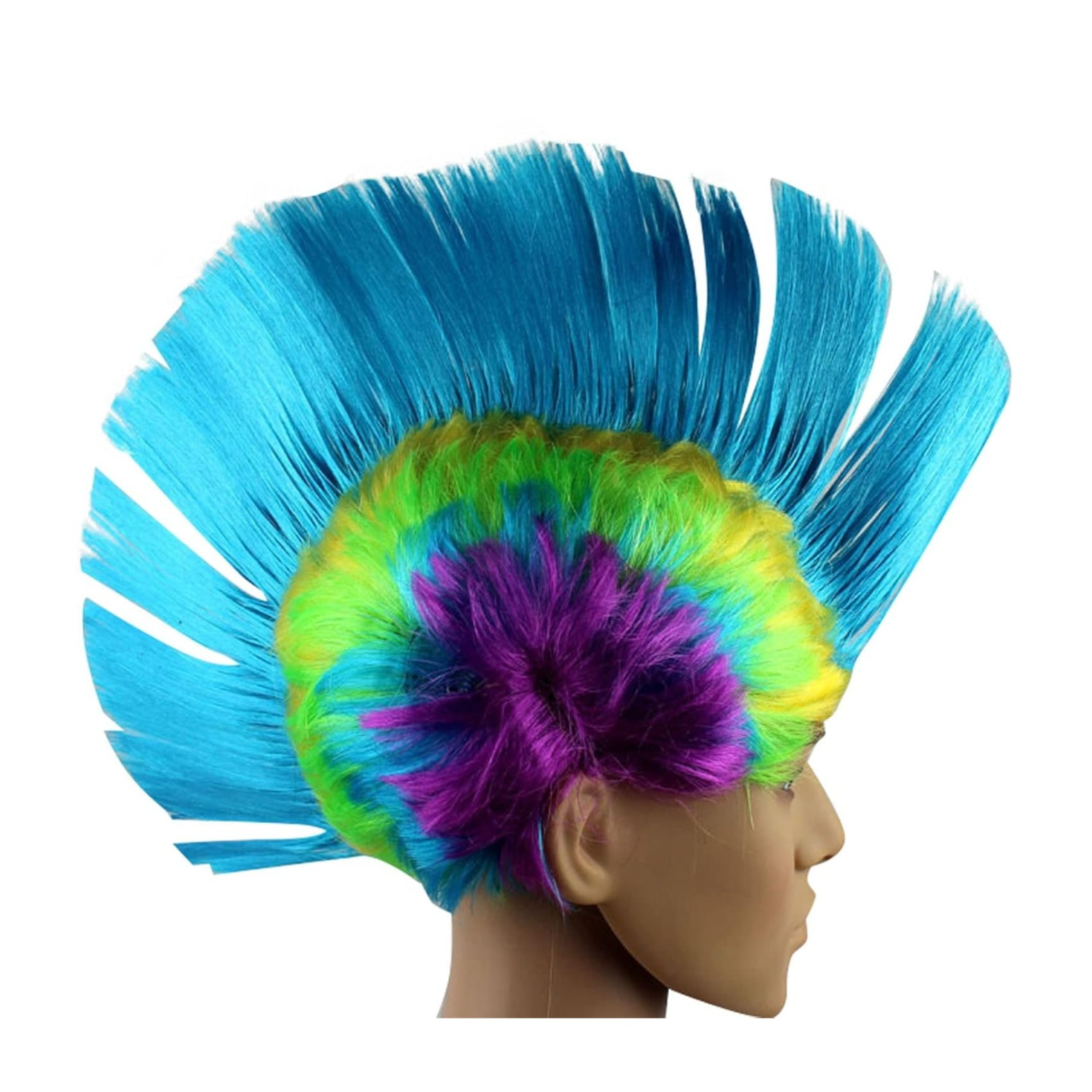 (2er Set) 55cm Irokesen Perücke Punk Rock Fasnacht Kostüm Zubehör Motto Party / Halloween Accessoire - Assortiert
