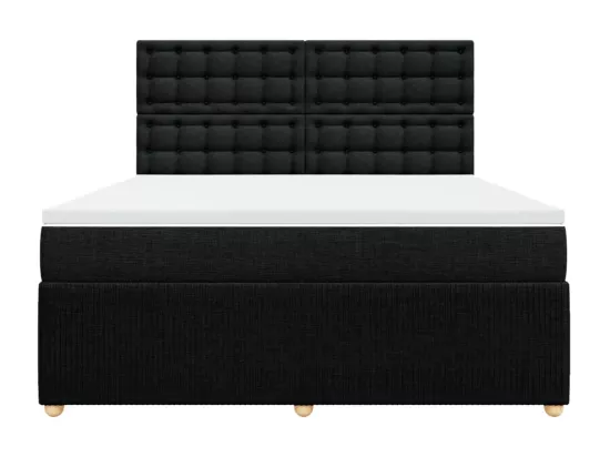 Sommier à lattes de lit avec matelas Noir 180x200 cm Tissu