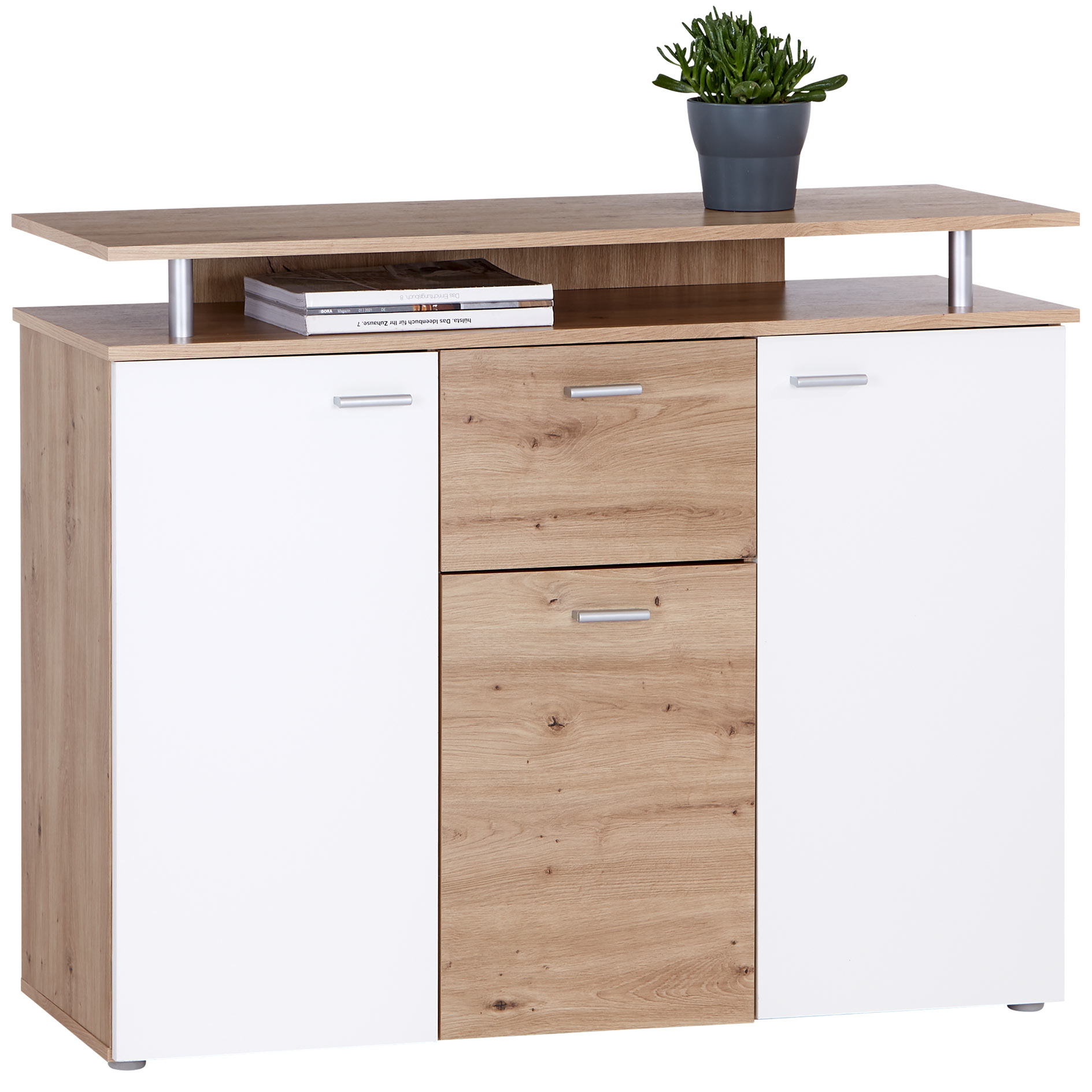 Kommode - Artisan Eiche-weiß - ein Schubkasten - 117 cm