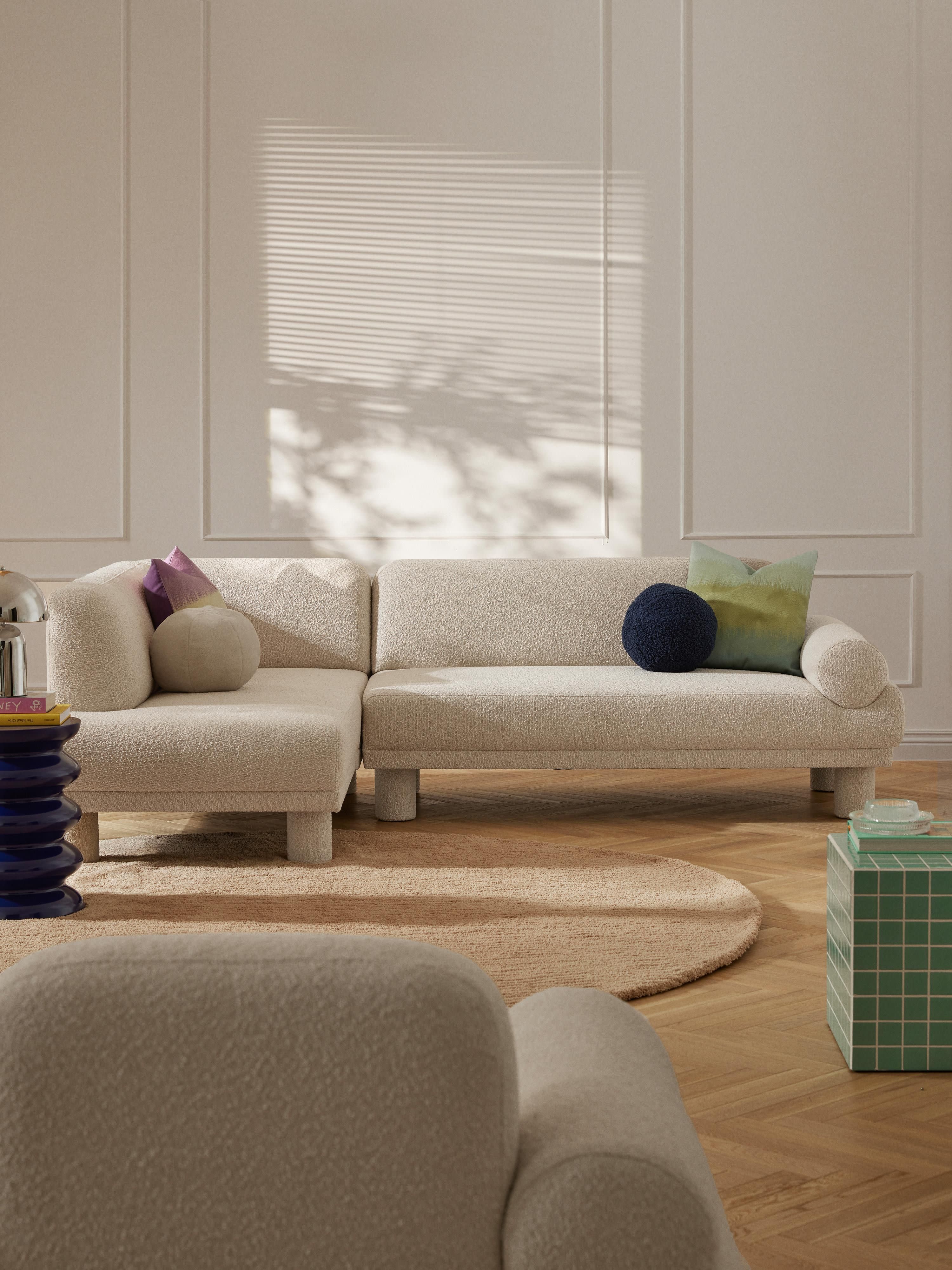 Bouclé hoekbank Lilo