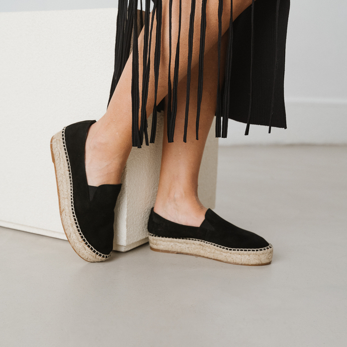 Espadrilles compensées  en croute noir
