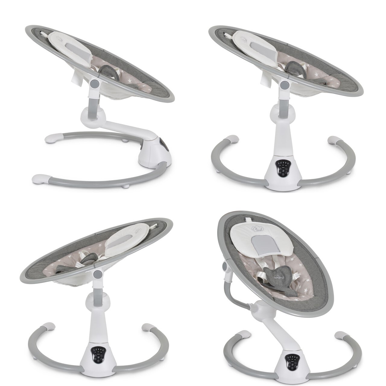 Cangaroo Swing Cloud Babywippe Musik Timer Mobile Schwingfunktion Fernbedienung beige Sterne