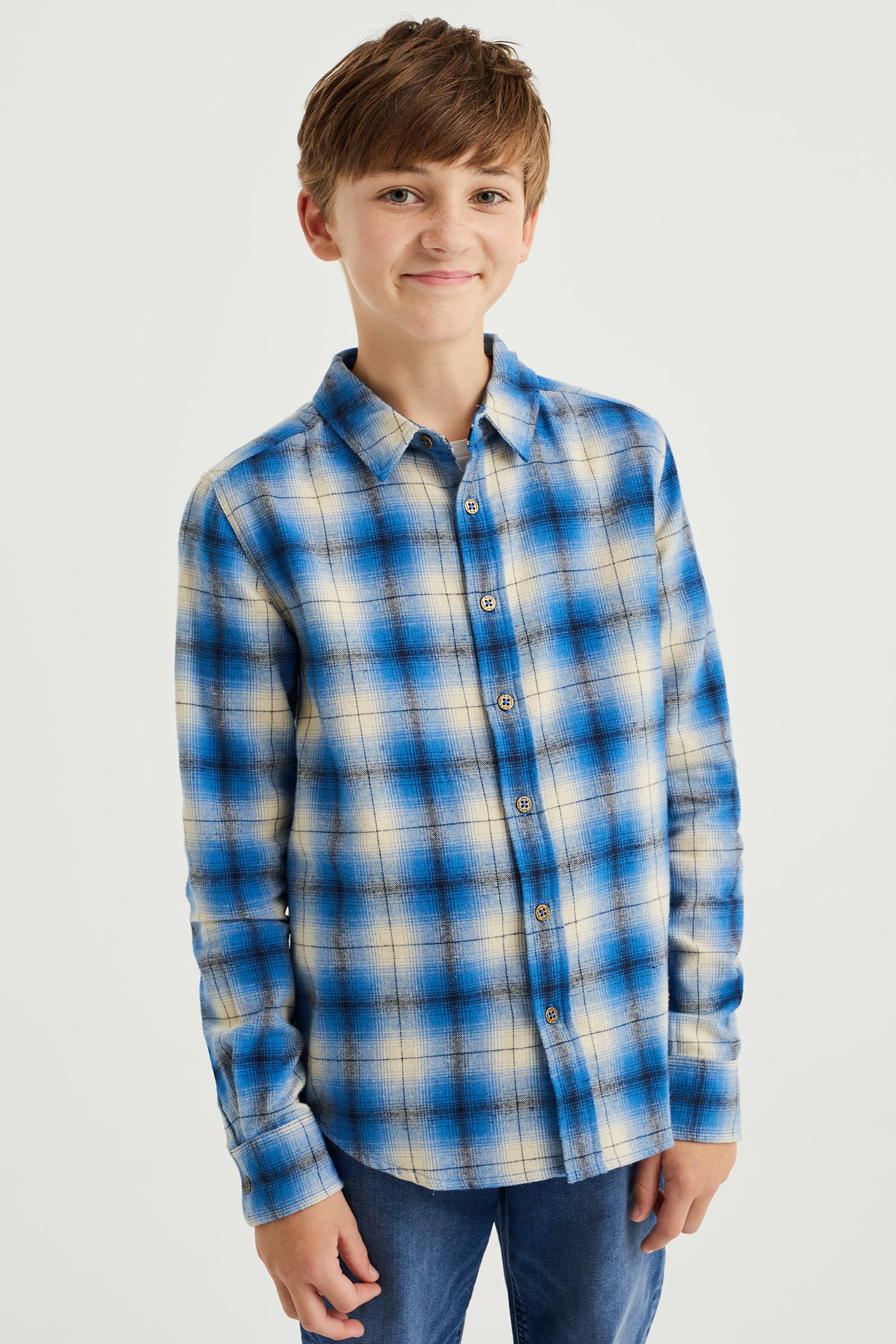 Jongens geruit overhemd Blue Ridge Blauw