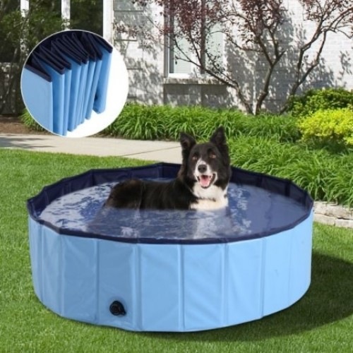 Banheira dobrável para animais de estimação PawHut, azul claro