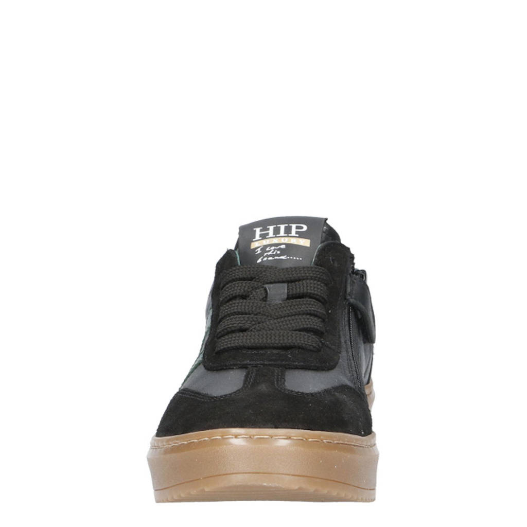 Hip leren sneakers zwart