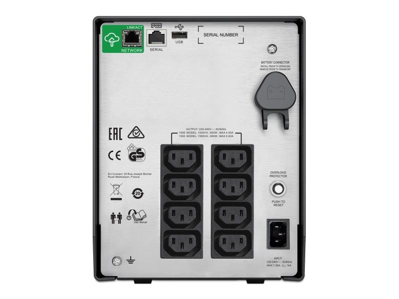 APC USV SMC1000IC 1000 VA / 600 W Tower-Line-Interaktiv-USV mit SmartConnect
