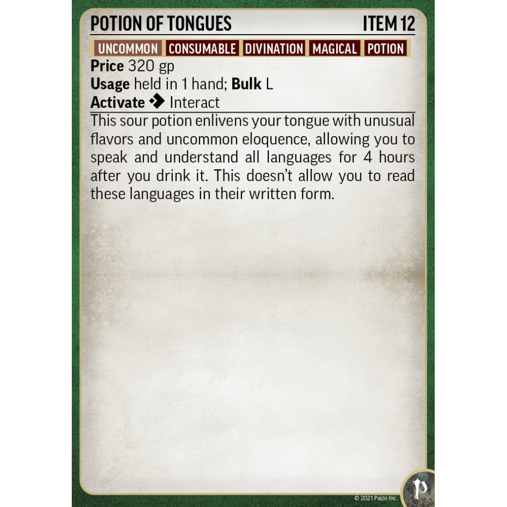 Pathfinder Second Edition - Potions and Talismans Deck