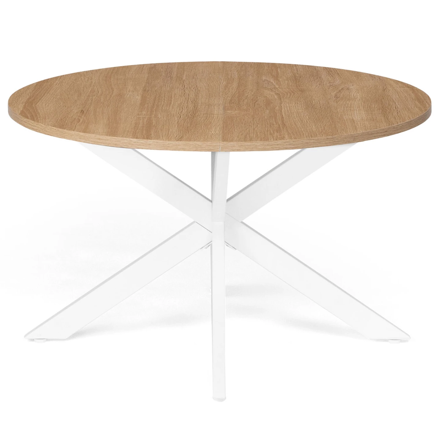 Table basse ronde ALIX pied araignée 70 cm bois et blanc
