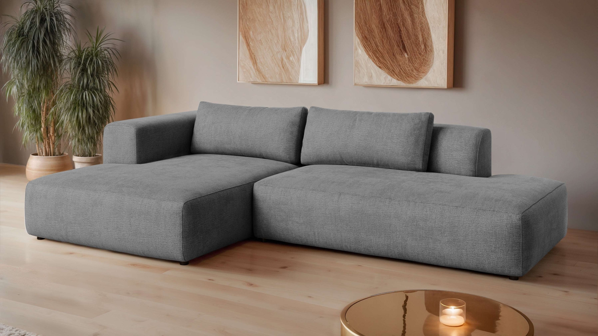 GOODproduct Ecksofa »TIARRA Design-Sofa mit Ottomane recht/links bestellbar, Breite 287 cm« L-Form mit hochelastischer Schaum und Wellenunterfederung