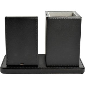 Organiseur de bureau avec chargeur Qi, noir