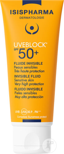 Isispharma Uveblock IP50+ Fluide Invisible Peaux Sensibles 40ml