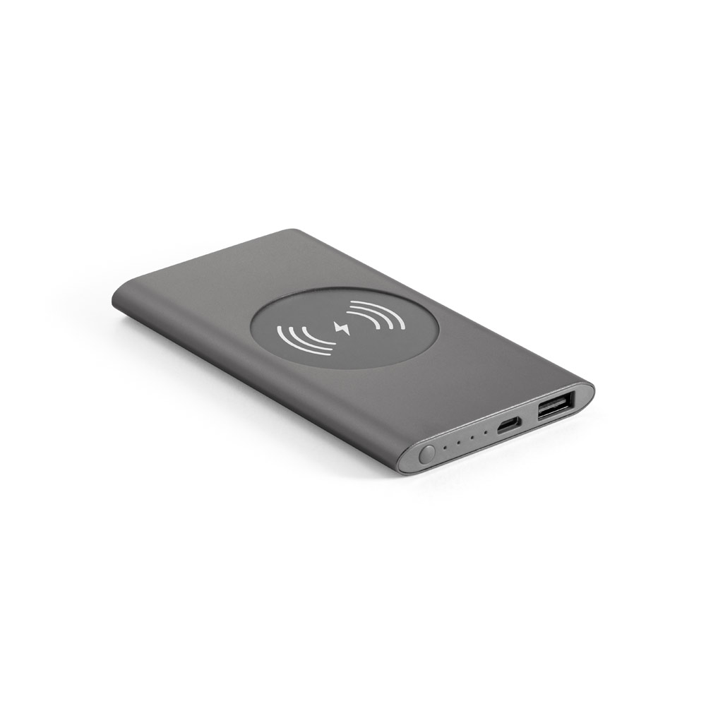 hi!dea 97078 - Power bank 4 000 mAh avec chargeur sans fil 5W en aluminium recyclé (100 % rAL)