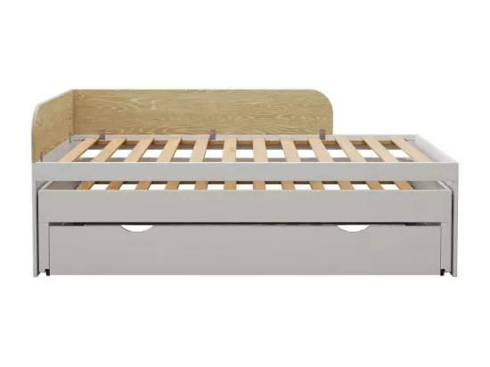 Lit gigogne avec tiroir 90x200 cm bois massif blanc NOHA