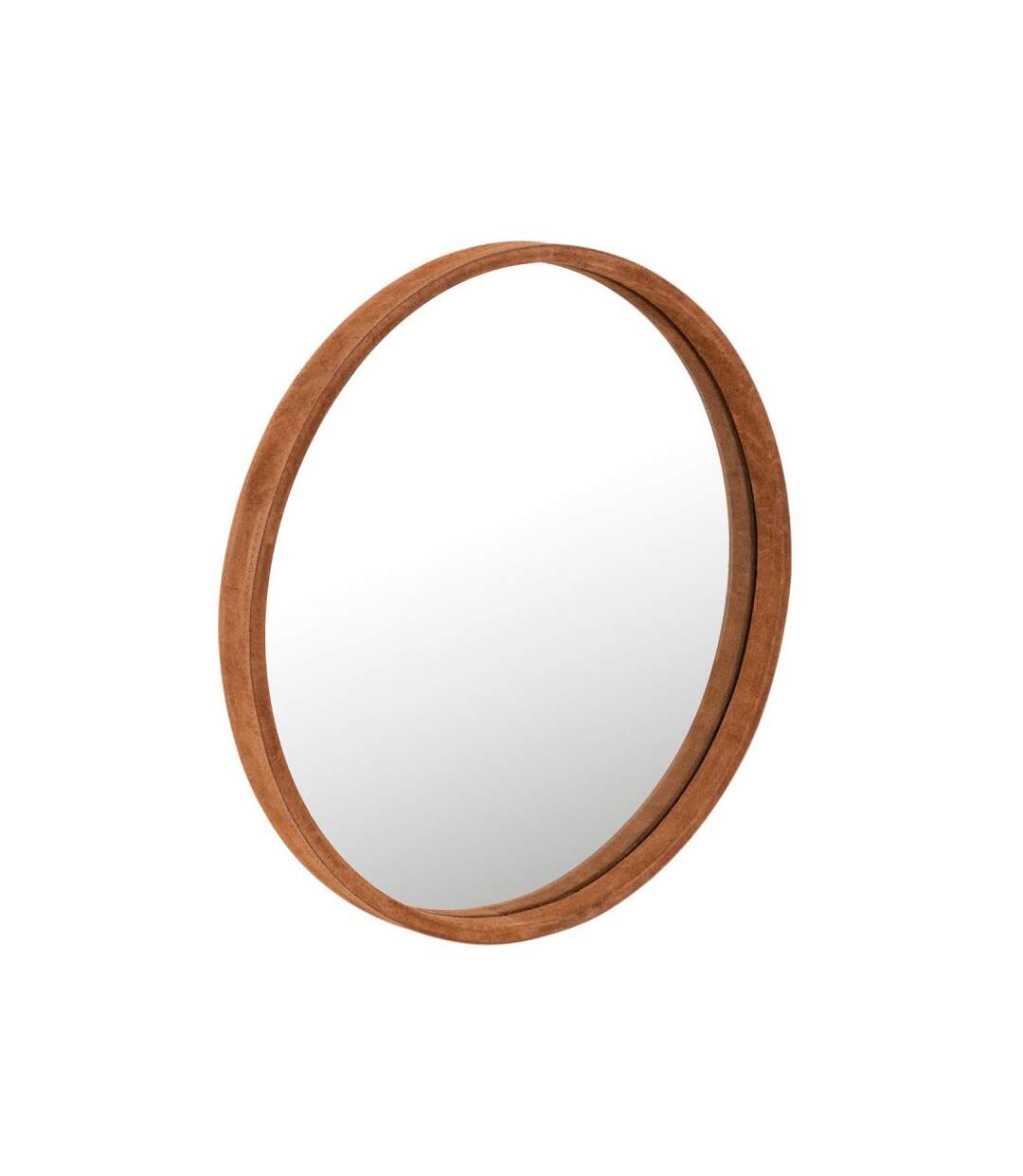 Paris Prix - Miroir Mural Design En Cuir tortu 60cm Cognac