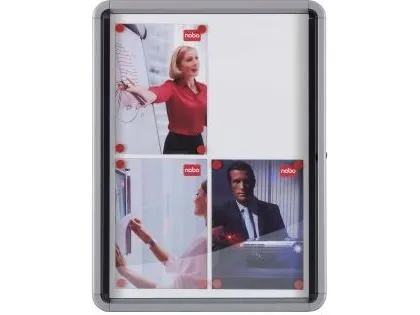 Nobo Premium Plus magnetisk låsbart opslagsskab med hængslet låge 6xA4 Hvid