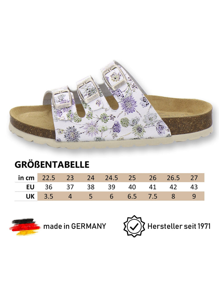 Pantoletten Damen Dreischnaller marine-flower