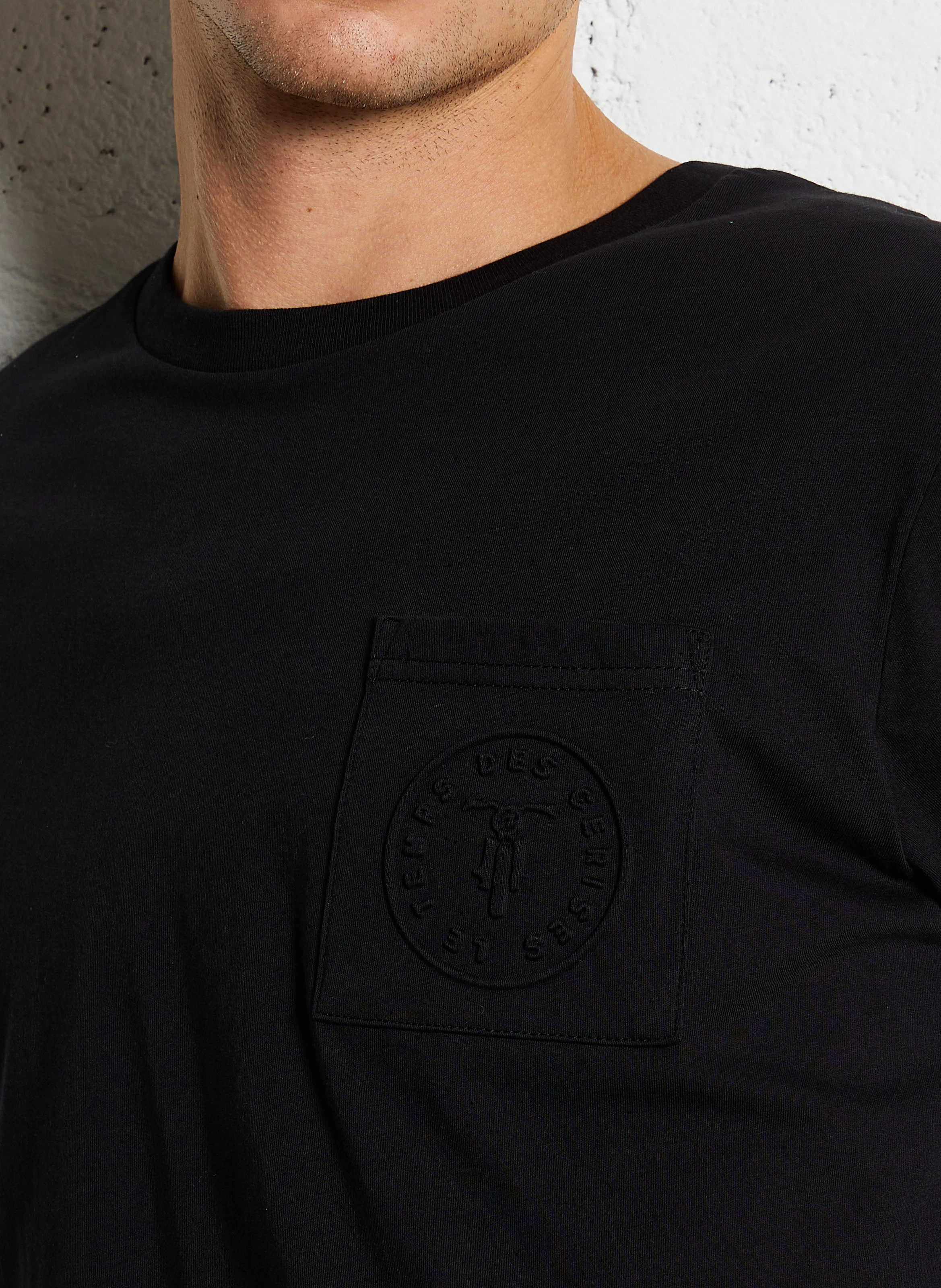LAIA - Tee-shirt col rond droit en coton | Noir