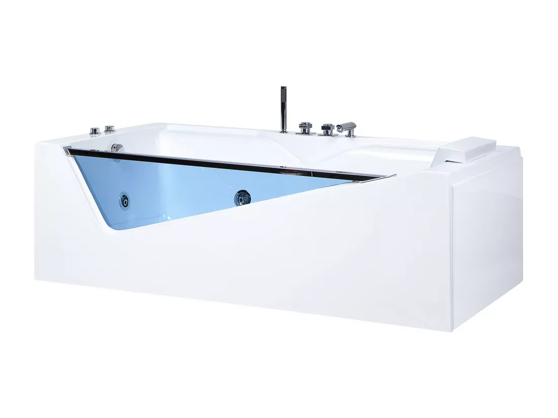 Baignoire balnéo blanche 180 x 90 cm avec LED MARQUIS