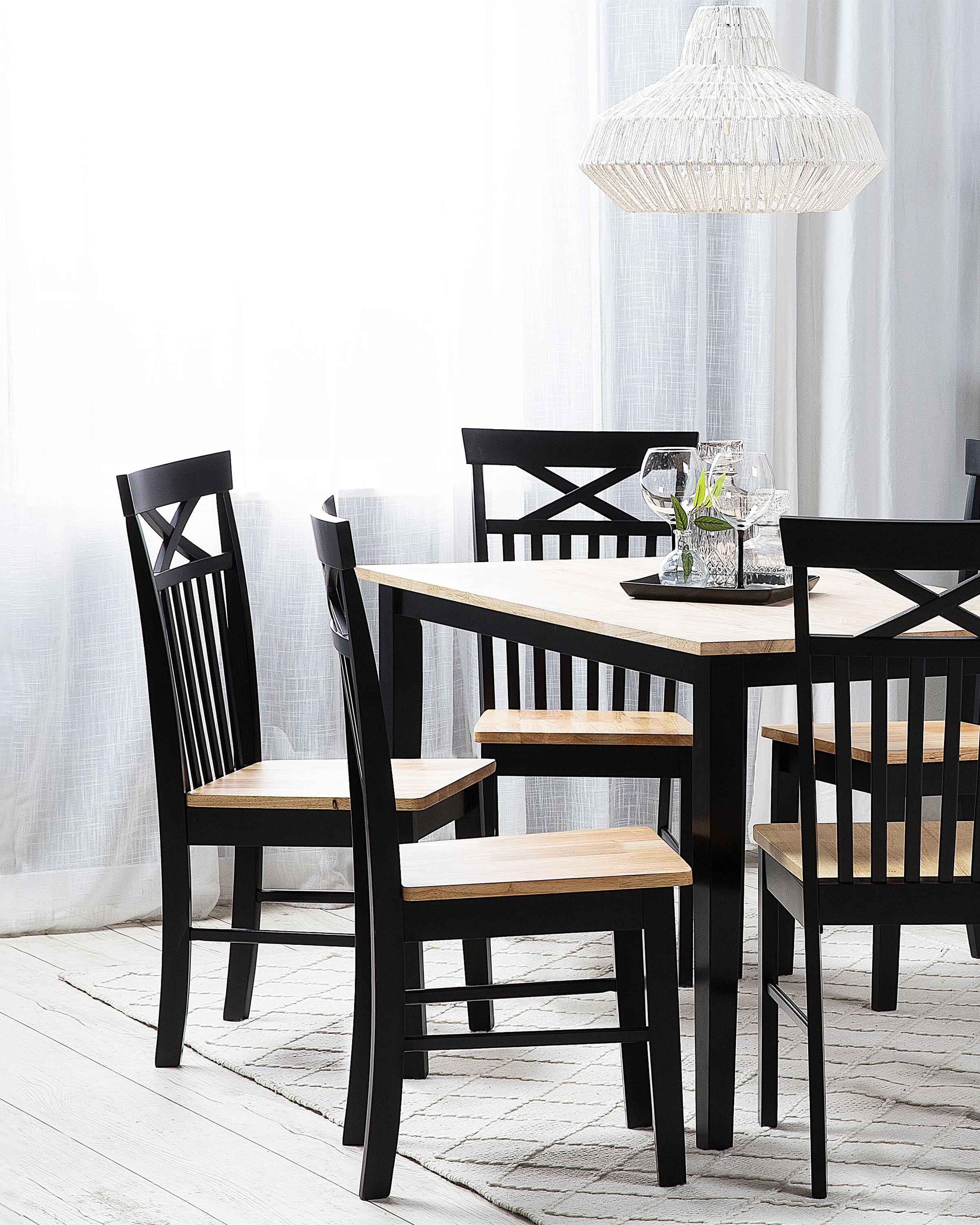 Set van 2 eetkamerstoelen HOUSTON Hout Zwart