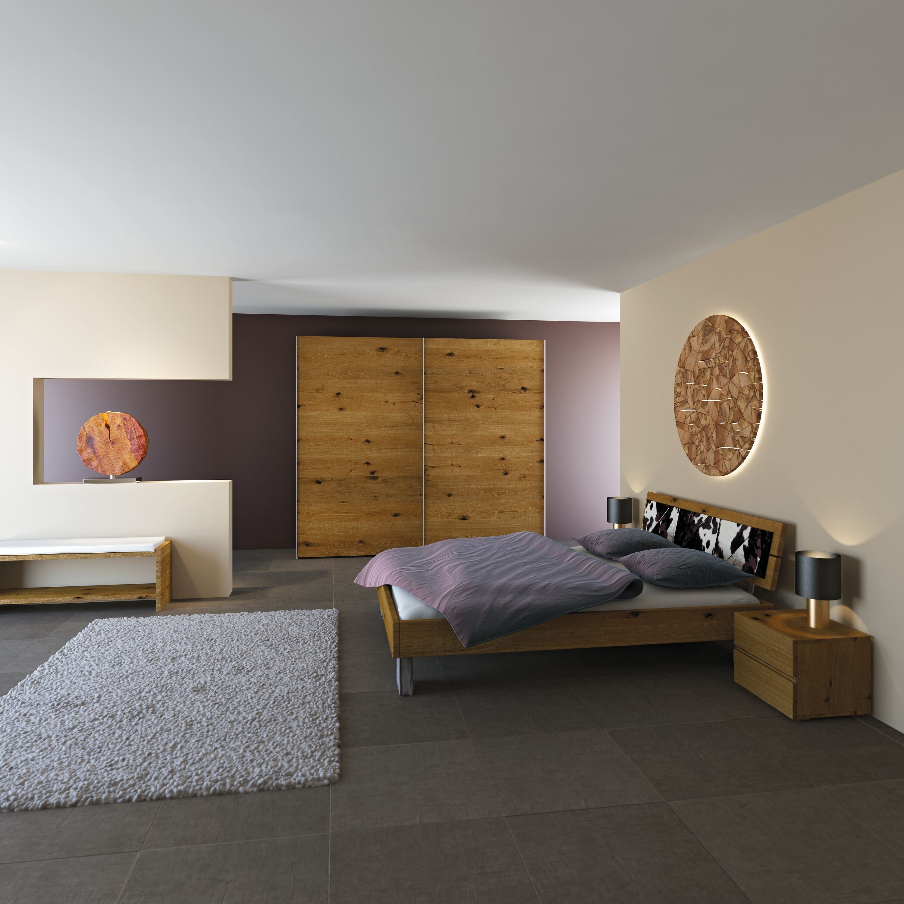MODUL Schwebetürenschrank - Wildeiche / B: 203.0 cm x T: 65.0 cm x H: 220.0 cm