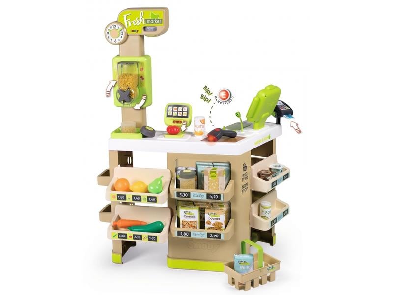 Smoby Kaufladen Fresh Market Bio-Supermarkt mit elektronischen Funktionen und viel Zubehör