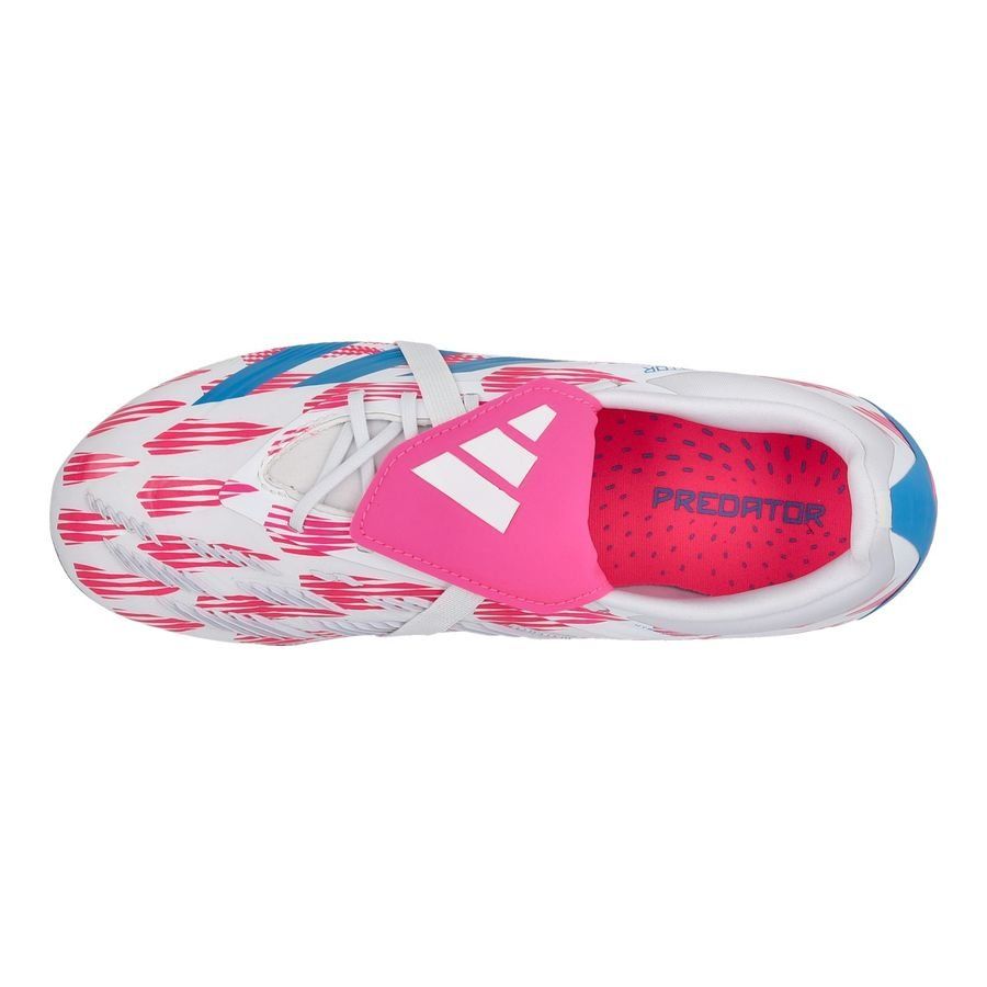 adidas Predator Elite Fold-over Tongue FG Reemergence - Blanc/Bleu/Rose Enfant