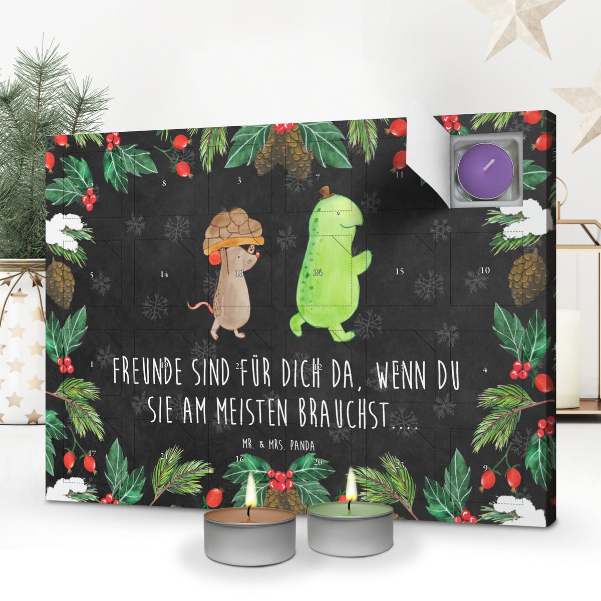 Mr. & Mrs. Panda Geurkaars Adventskalender Schildpad Muis - Zwart